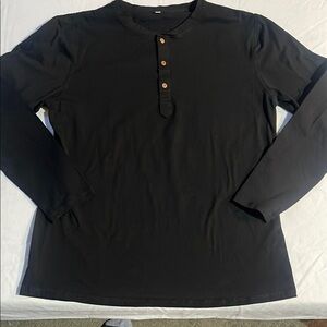Black Long Sleeve Henley Shirt